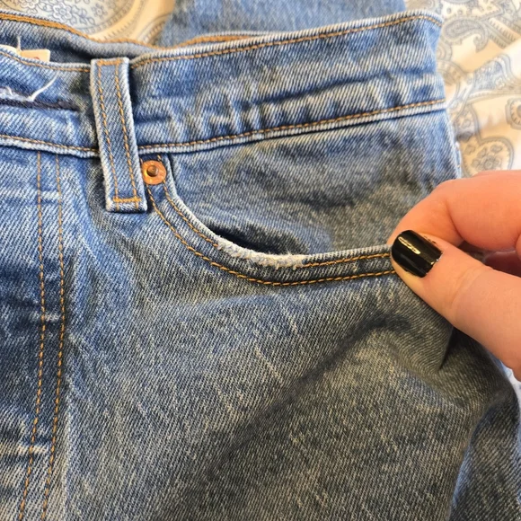 Women's Levi's Blue Denim Wedgie Straight Leg Fit Button Fly Ankle Jeans 28 - Picture 10 of 14